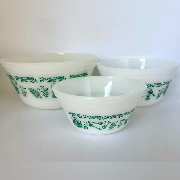 Federal Glas Other - Federal Glass American Homestead Scandinavian 3 Bowl Set 5” 6” 7” Vintage